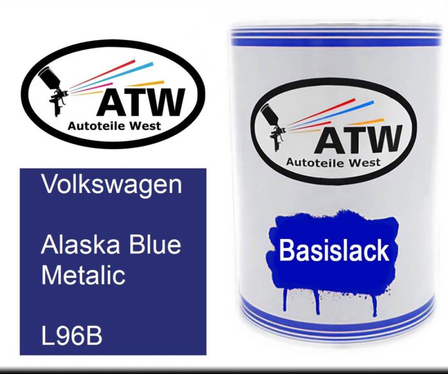 Volkswagen, Alaska Blue Metalic, L96B: 500ml Lackdose, von ATW Autoteile West.